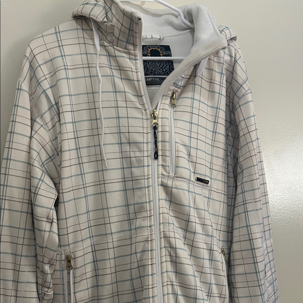 Empyre White and Blue Plaid Hoodie